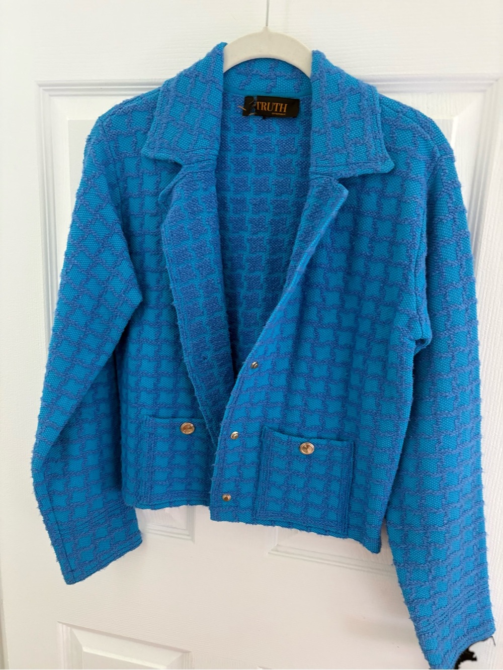 Truth Turquoise Textured Knit Blazer Jacket